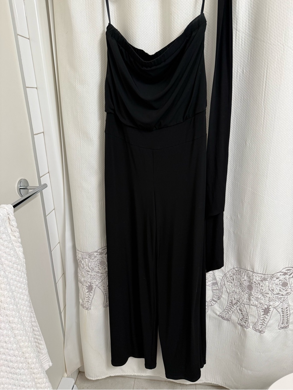 White House Black Market Black Cowl-Neck Jumpsuit